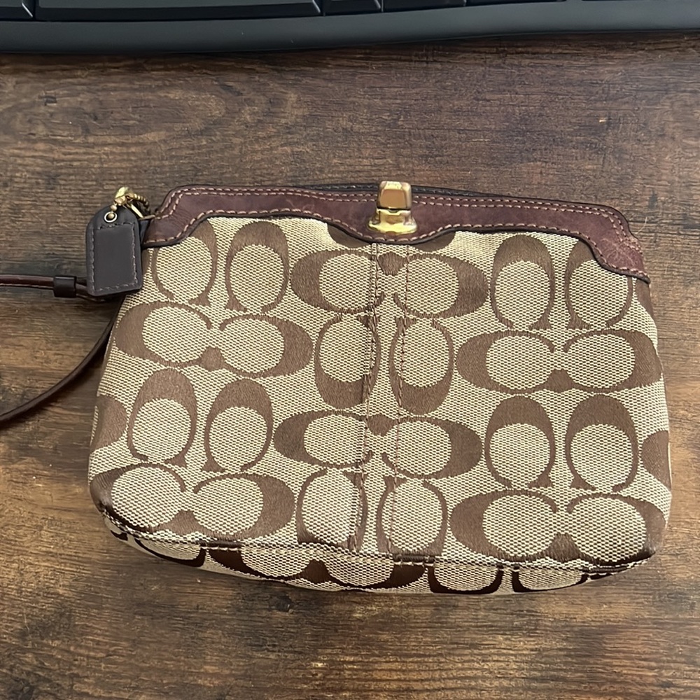 Brown/tan coach wristlet